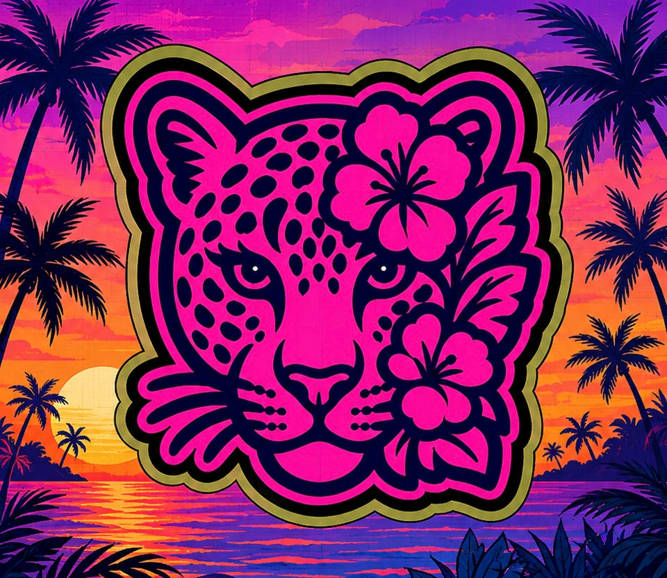Floral leopard face
