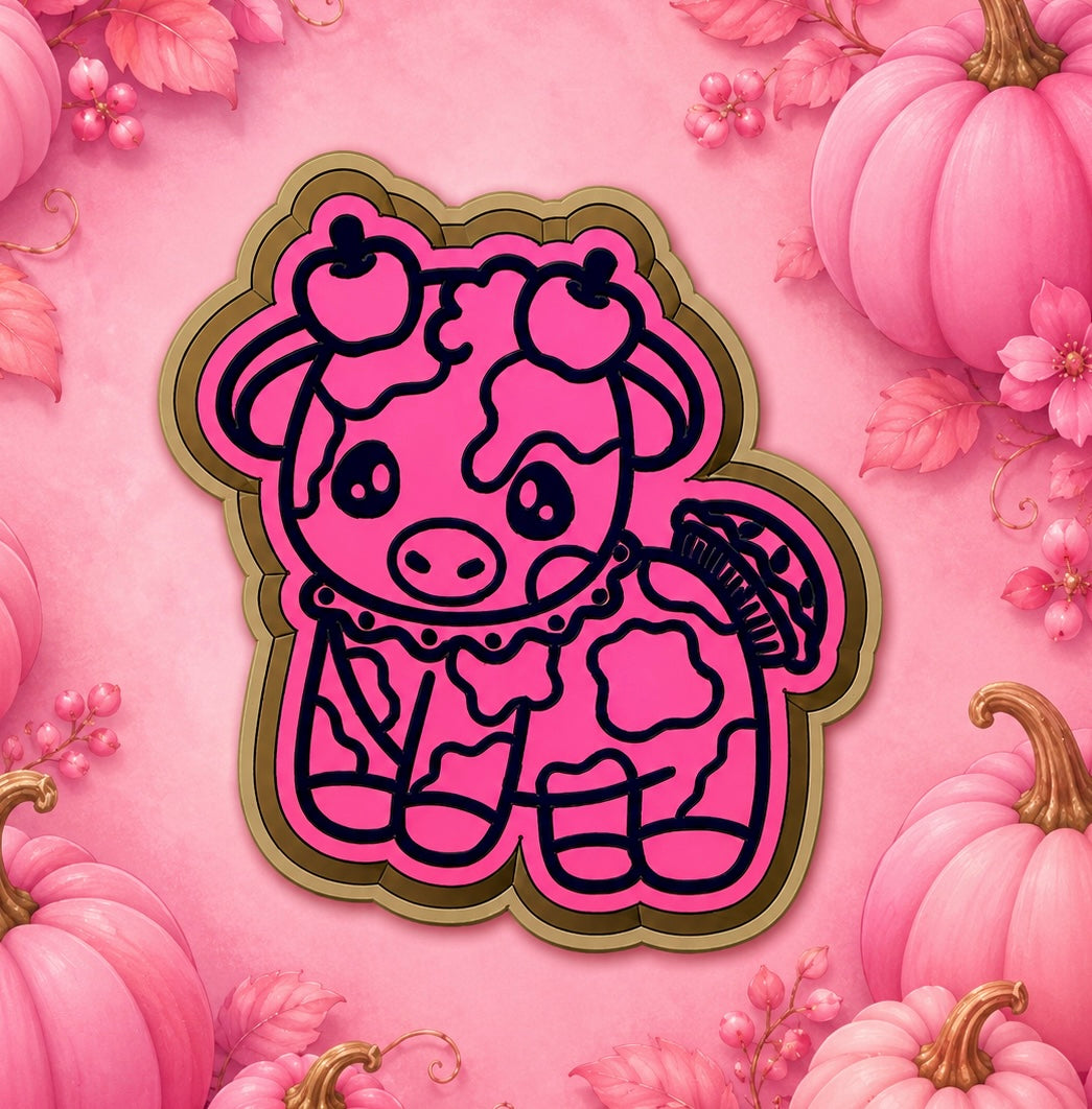 Cute cow with apple pie tail