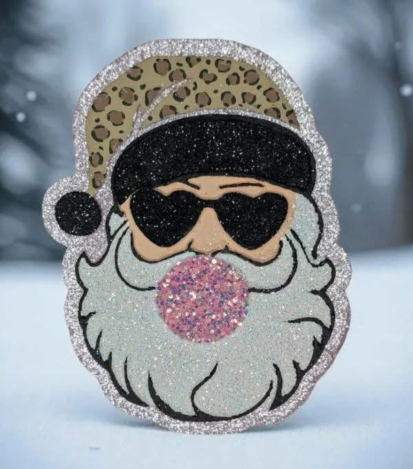 Santa blowing bubble gum