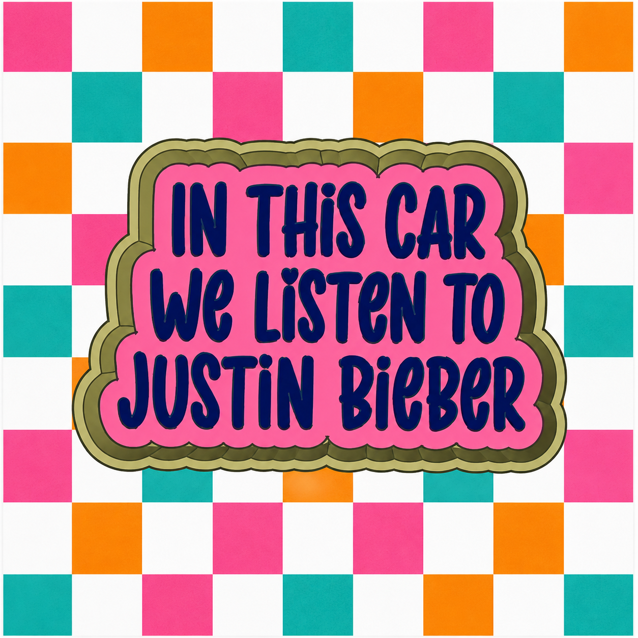 In this car, we listen to Justin Bieber