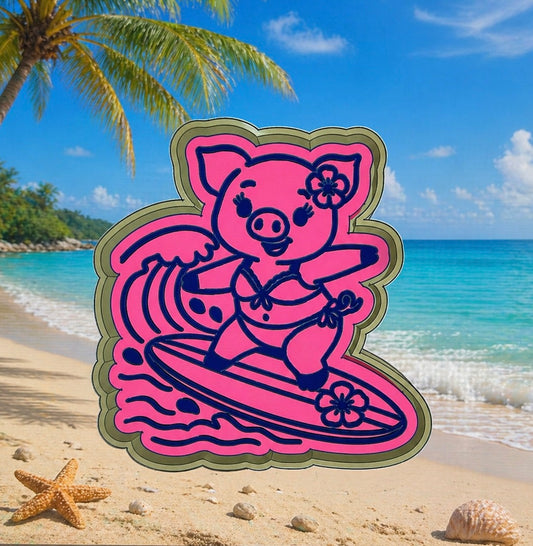 Surfing pig PNG