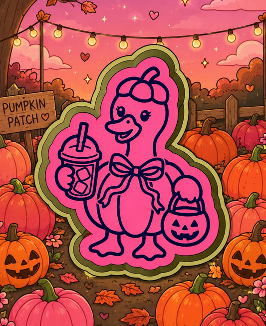 Cute goose with pumpkin outfit