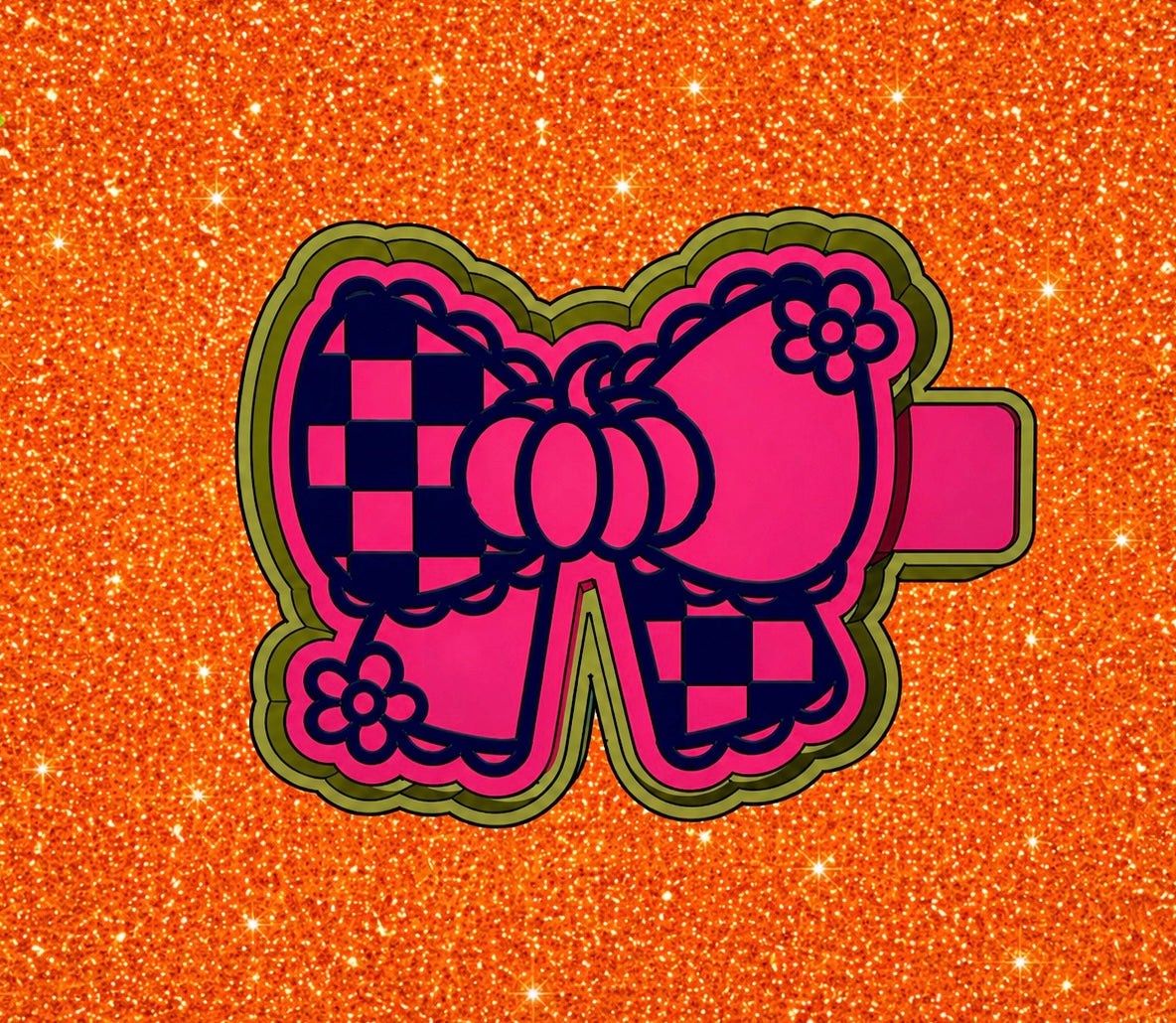 Pumpkin checkered bow