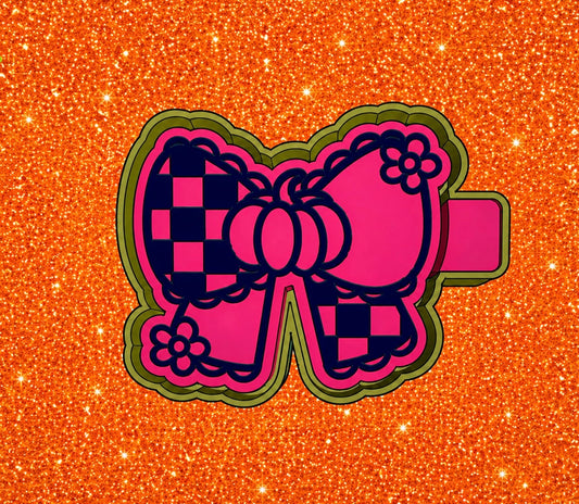 Pumpkin checkered bow