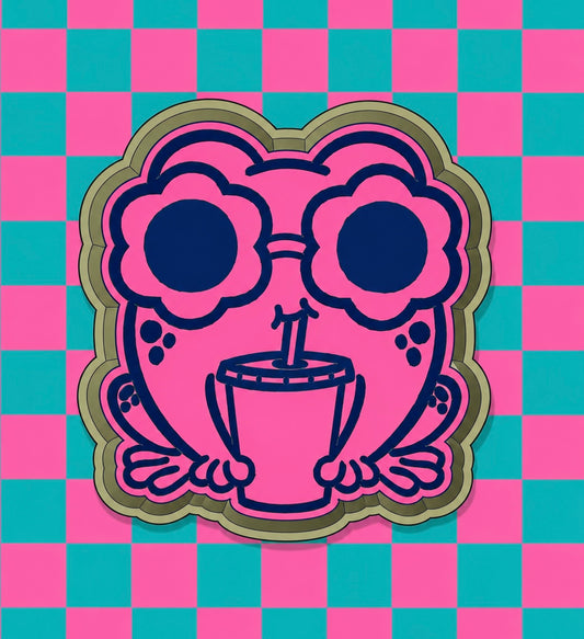 Cute frog with drink