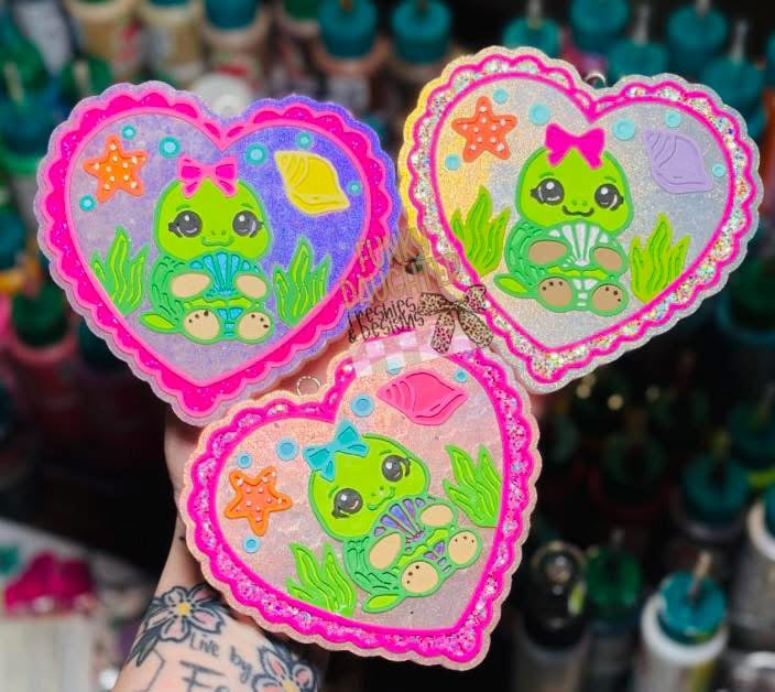 Turtle in ocean heart