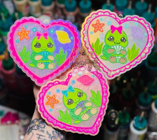 Turtle in ocean heart