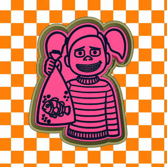 Character holding fish