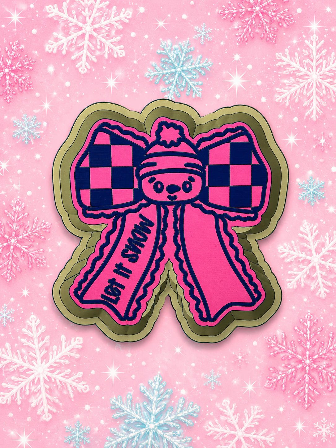 Snowman checkered bow